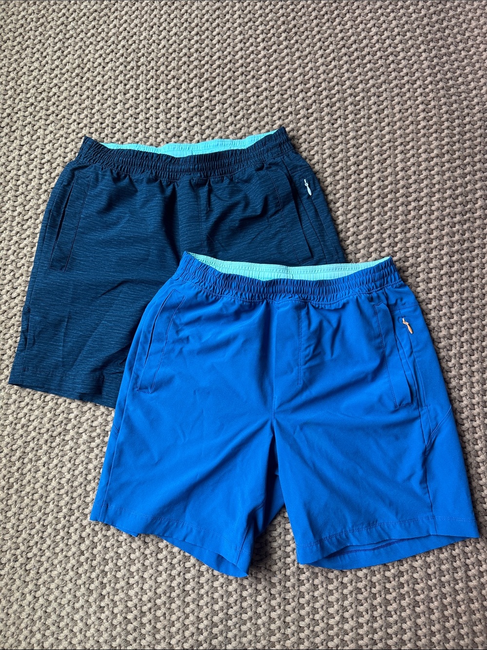 Birddogs Lined Athletic Gym Shorts Bundle Medium Blue & Dark Blue 2 Pack